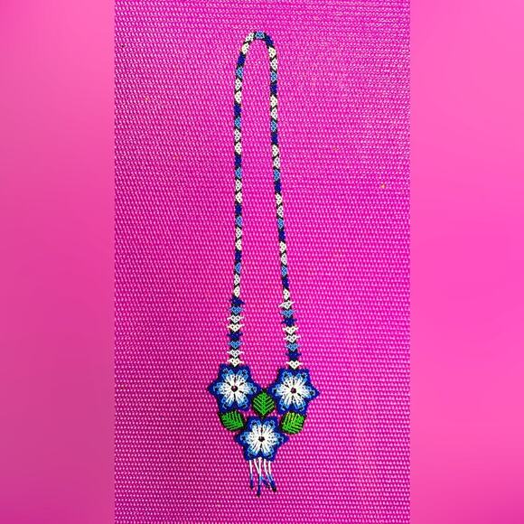Mexican Flower Necklace – Colorful Handmade Festival Statement Jewelry - Picture 1 of 1